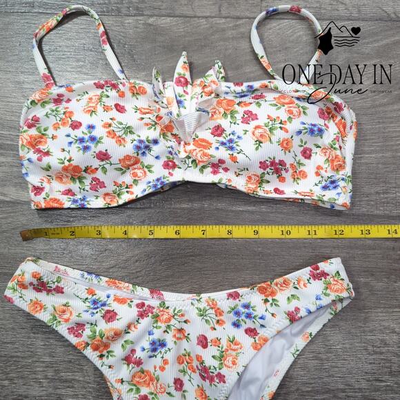 Adisputent Ribbed V Wire Bikini Swimsuit Size S - Picture 2 of 4